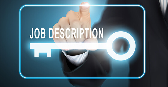 Man pointing at a key with the words Job Description above it
