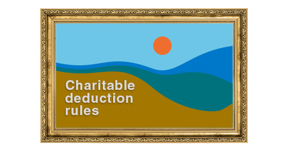 Image of an abstract piece of art with the words Charitable Deduction Rules
